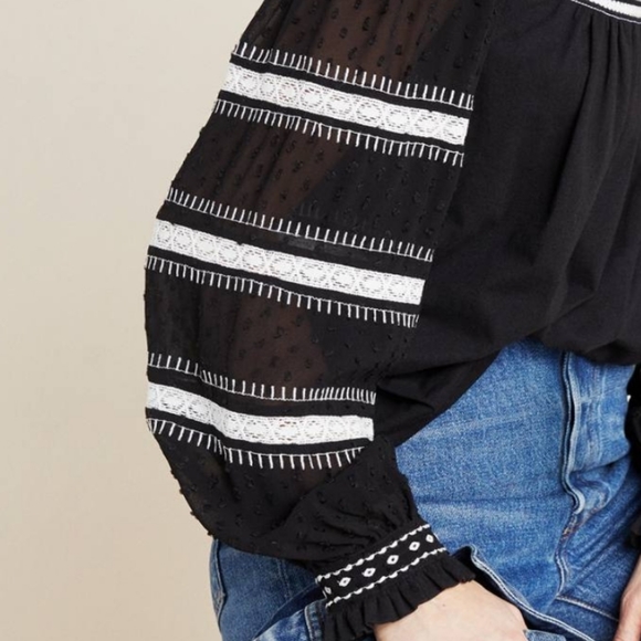 🍒NWT🍒 ANTHROPOLOGIE EMBROIDERED PEASANT TOP - Picture 5 of 5